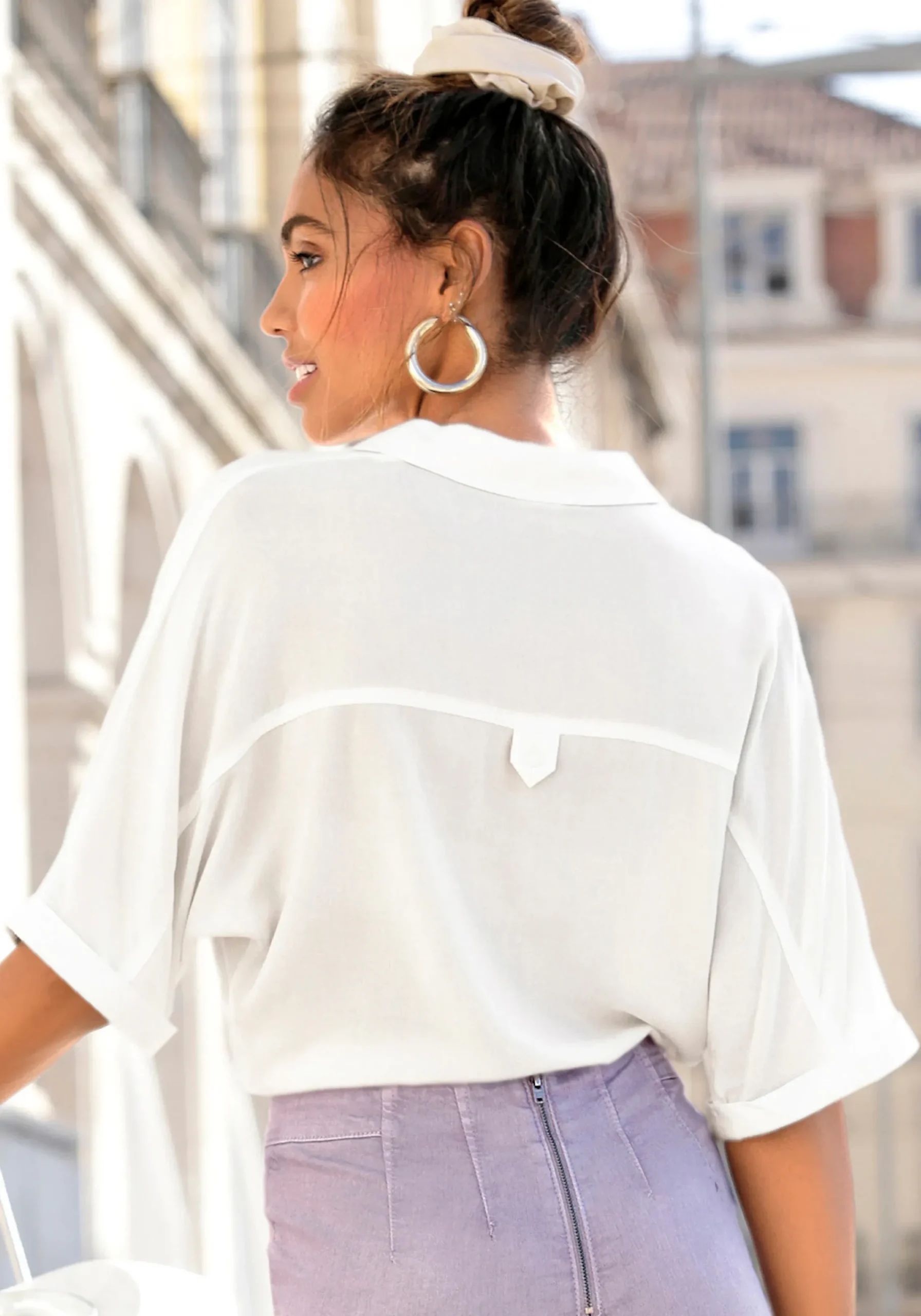 Blusen|LASCANA Kurzarmbluse creme