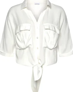 Blusen|LASCANA Kurzarmbluse creme