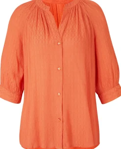 Strandmode|Blusen|heine Kurzarmbluse aus Strukturware mandarin