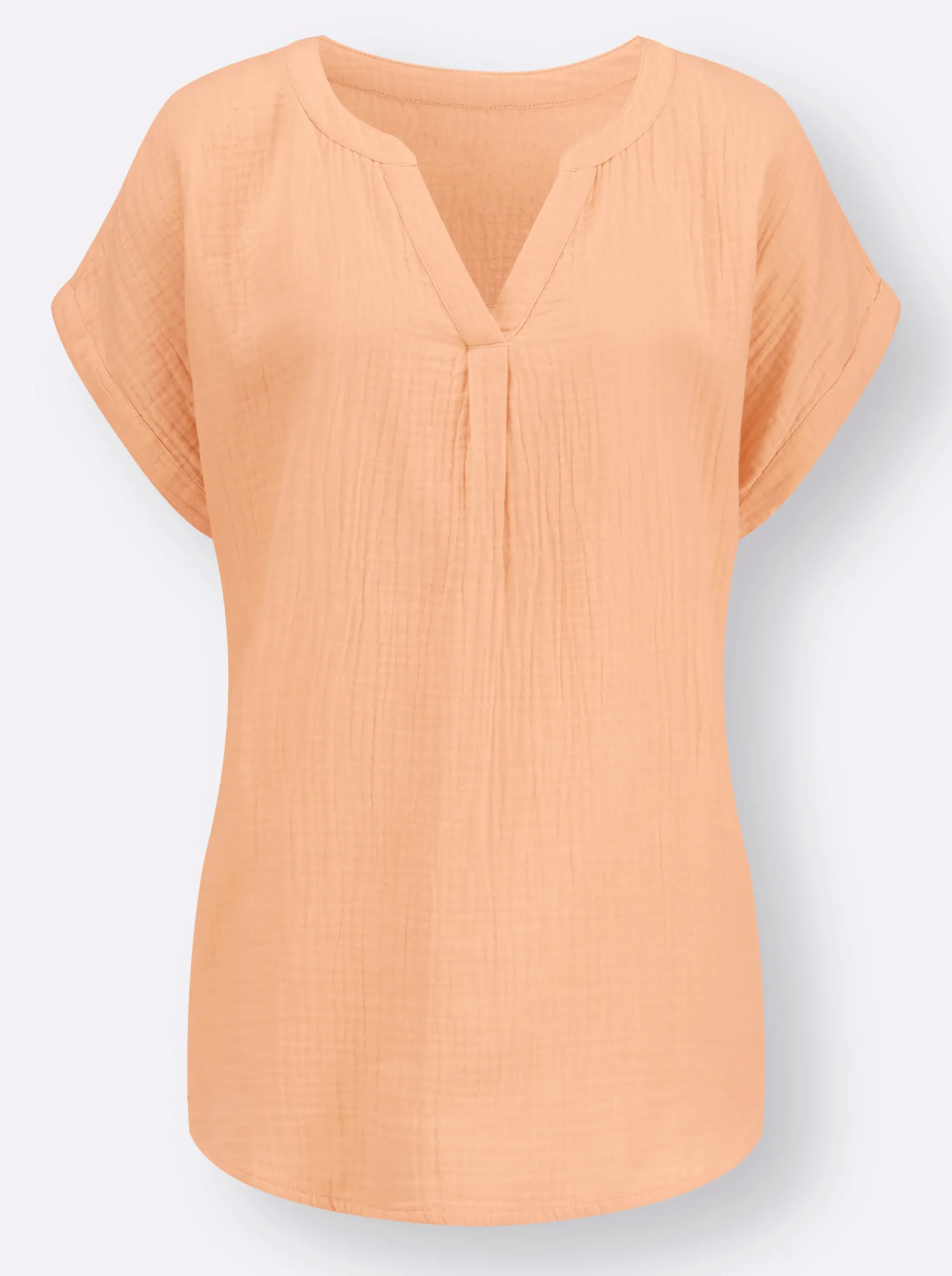Blusen| Kurzarmbluse in Musselin-Qualität apricot