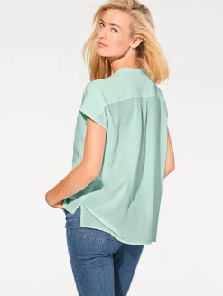 Basics|Blusen|heine Kurzarm-Bluse in Oversize-Passform mint