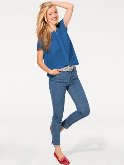 Basics|heine Kurzarm-Bluse in Oversize-Passform royalblau
