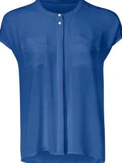 Basics|heine Kurzarm-Bluse in Oversize-Passform royalblau