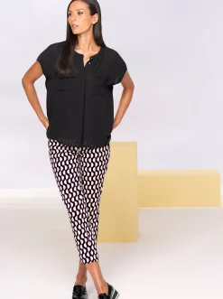Basics|heine Kurzarm-Bluse in Oversize-Passform schwarz