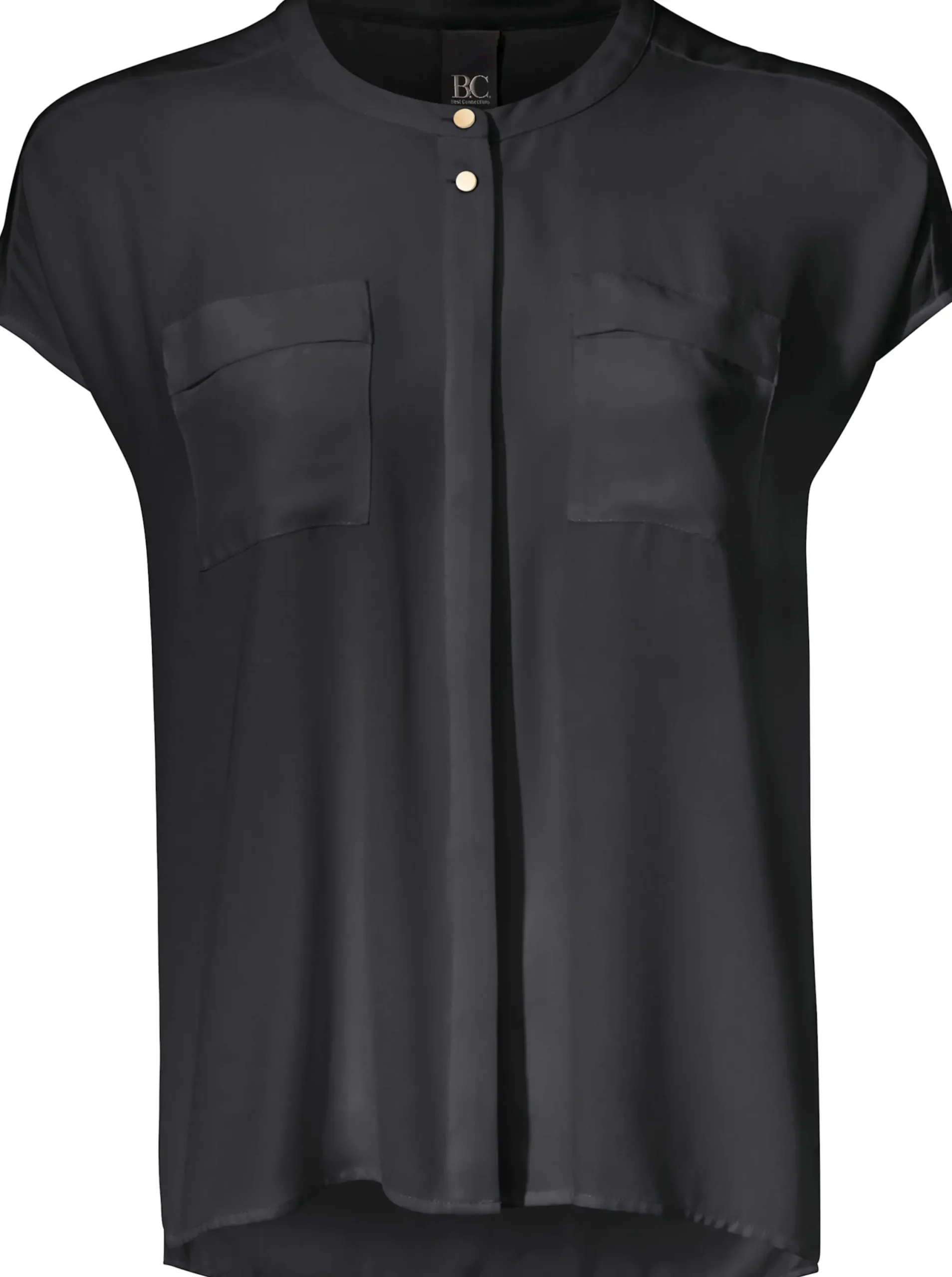 Basics|heine Kurzarm-Bluse in Oversize-Passform schwarz