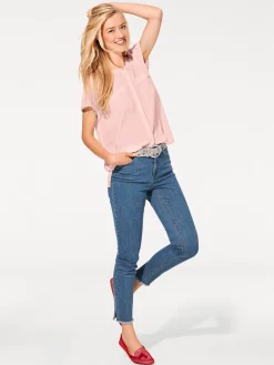 Strandmode|Basics|heine Kurzarm-Bluse in Oversize-Passform rosé