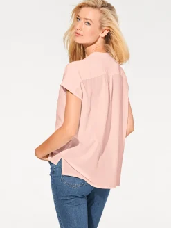 Strandmode|Basics|heine Kurzarm-Bluse in Oversize-Passform rosé