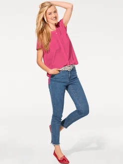 Blusen|heine Kurzarm-Bluse in Oversize-Passform pink