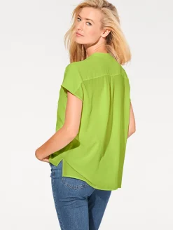 Blusen|heine Kurzarm-Bluse in Oversize-Passform limette