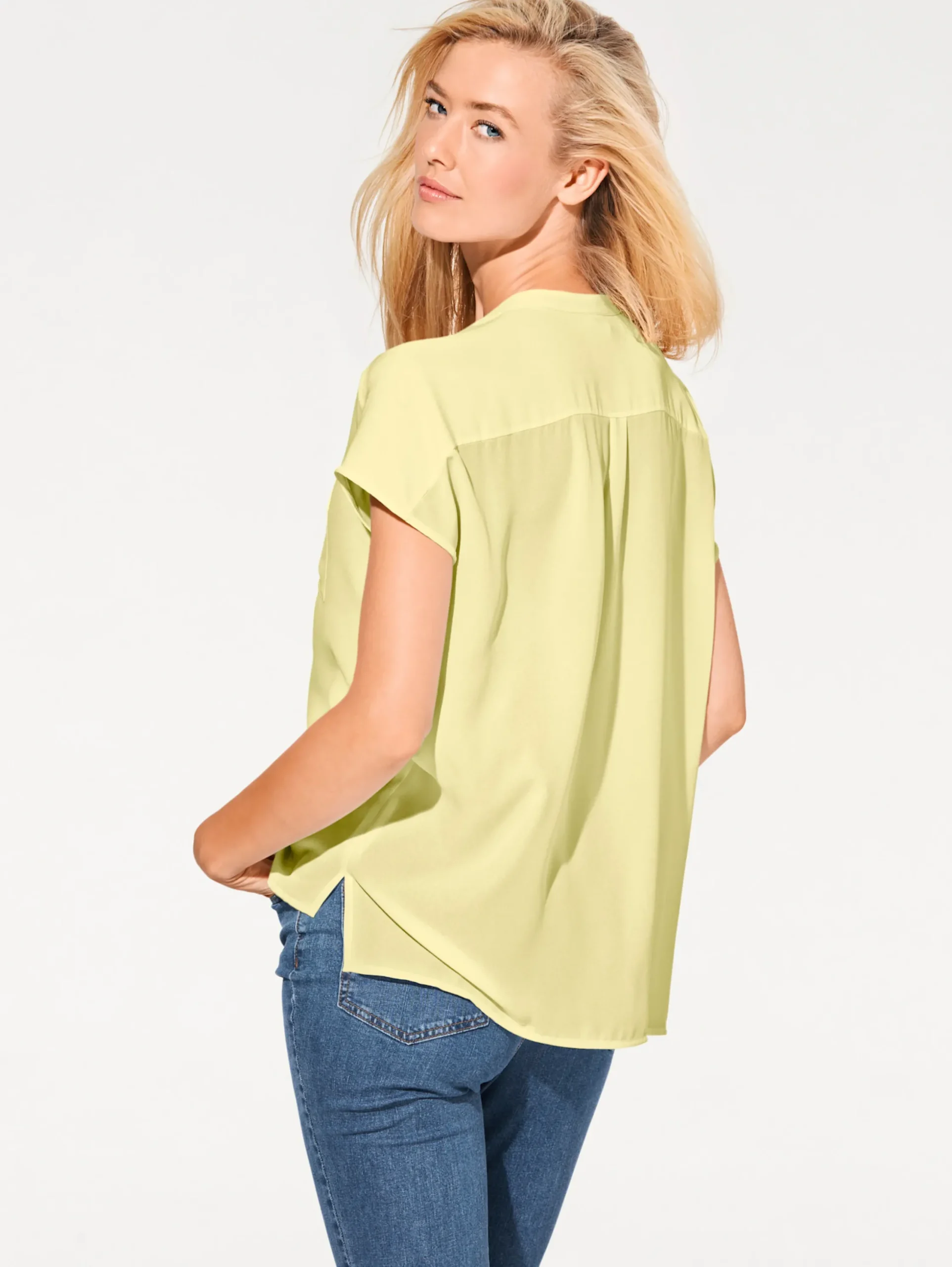 Strandmode|Blusen|heine Kurzarm-Bluse in Oversize-Passform pastellgelb