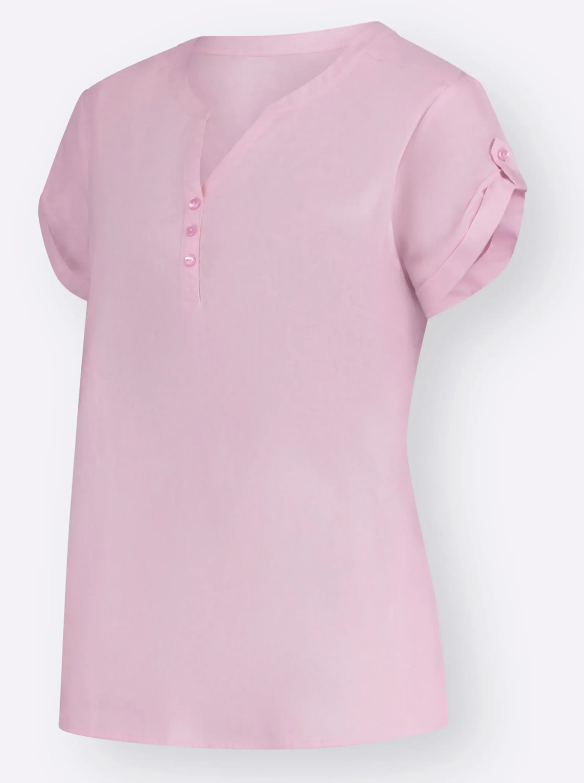 Basics| Kurzarmbluse mit Rückenfalte hellrosé