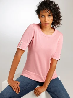 Pullover|CREATION L PREMIUM Kurzarmpullover rosenquarz