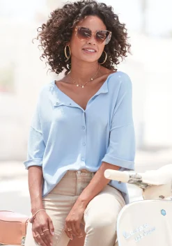 Strandmode|Pullover|Vivance Kurzarmpullover hellblau