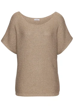 Strandmode|Pullover|LASCANA Kurzarmpullover camelfarben-goldfarben