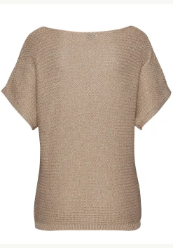 Strandmode|Pullover|LASCANA Kurzarmpullover camelfarben-goldfarben