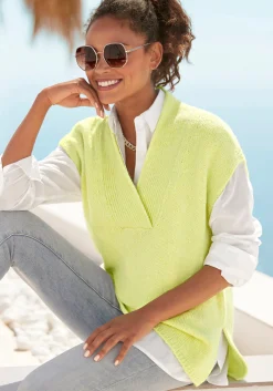 Strandmode|LASCANA Kurzarmpullover limone
