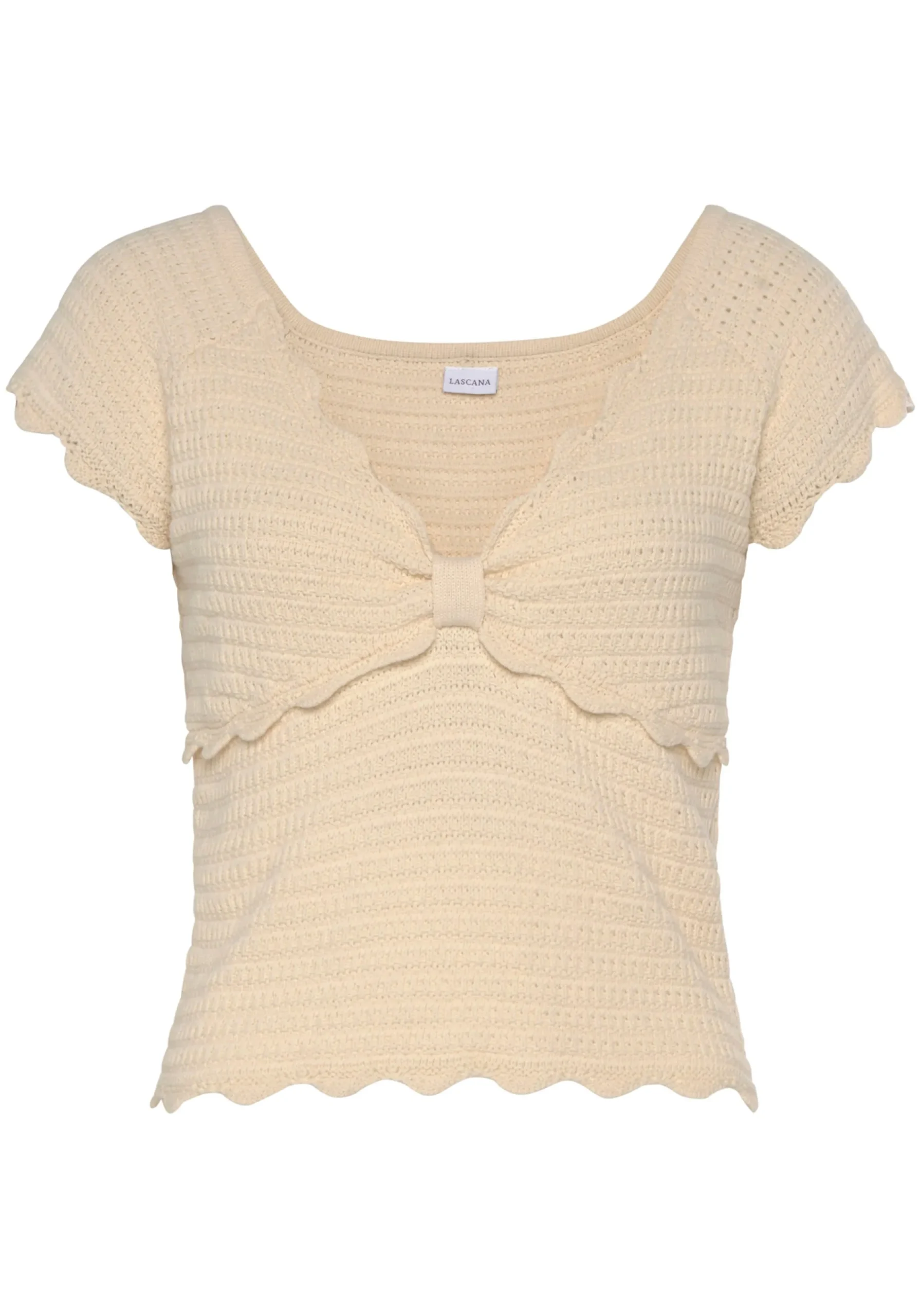 Strandmode|Vivance Kurzarmpullover beige