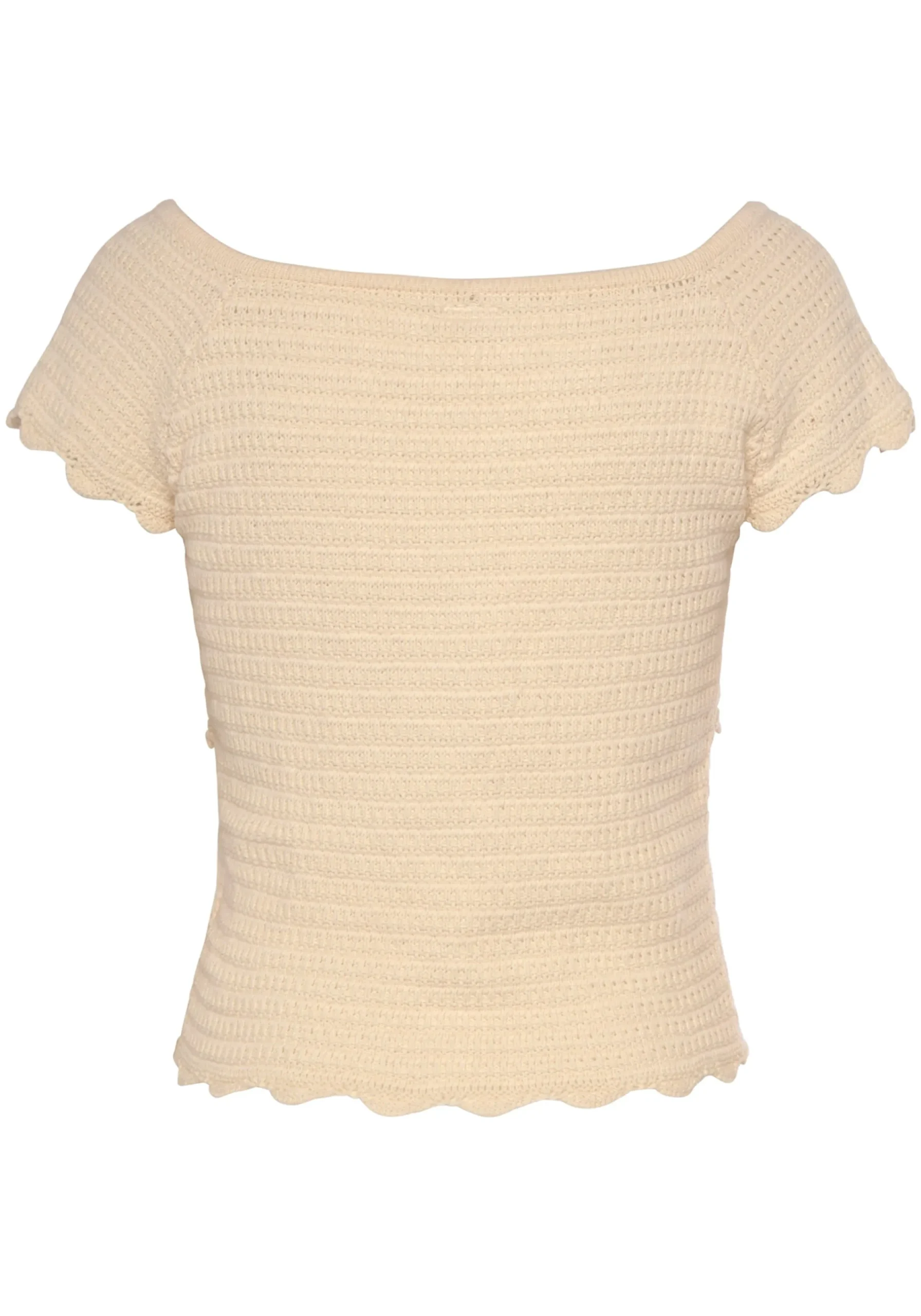 Strandmode|Vivance Kurzarmpullover beige