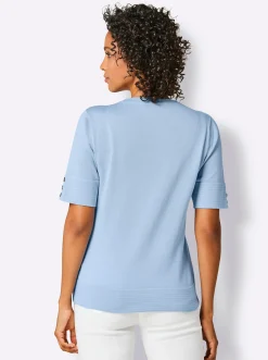 Pullover|CREATION L PREMIUM Kurzarmpullover eisblau