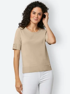 Pullover|CREATION L PREMIUM Kurzarmpullover beige