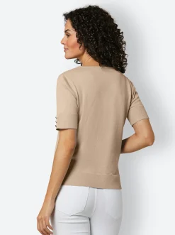 Pullover|CREATION L PREMIUM Kurzarmpullover beige
