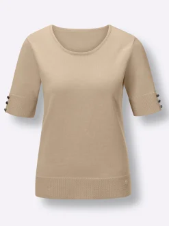 Pullover|CREATION L PREMIUM Kurzarmpullover beige