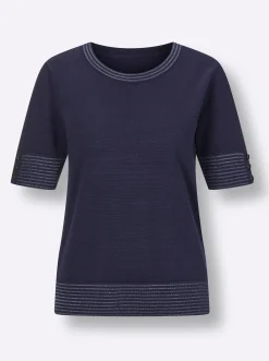 Pullover|CREATION L PREMIUM Kurzarmpullover marine