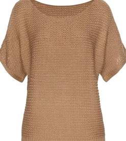 Strandmode|Pullover|LASCANA Kurzarmpullover camelfarben