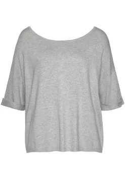 Strandmode|Pullover|Vivance Kurzarmpullover grau-meliert