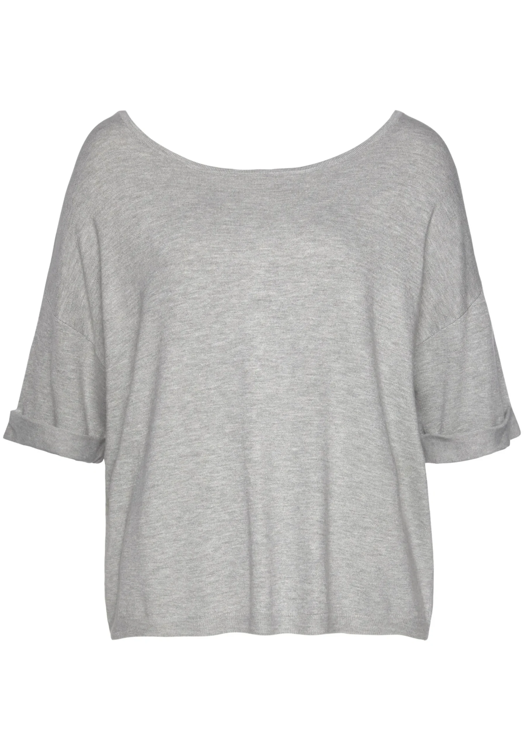 Strandmode|Pullover|Vivance Kurzarmpullover grau-meliert