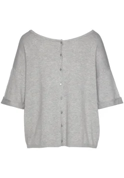 Strandmode|Pullover|Vivance Kurzarmpullover grau-meliert