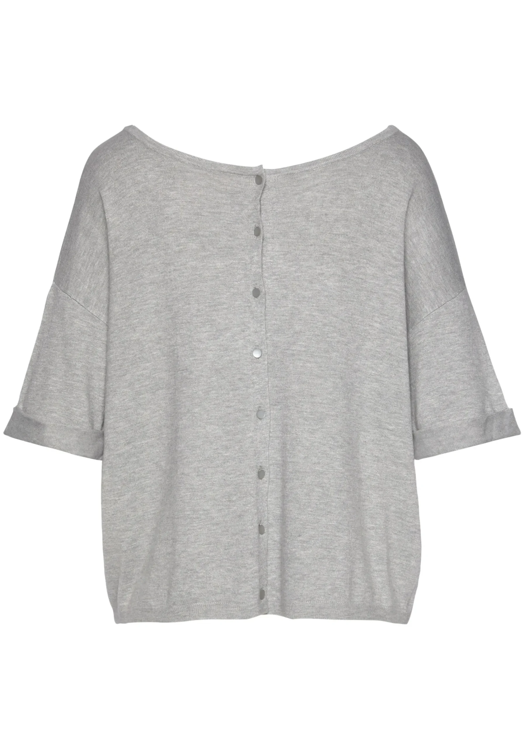 Strandmode|Pullover|Vivance Kurzarmpullover grau-meliert