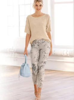 Pullover|heine Kurzarmpullover mit Zierknöpfen sand