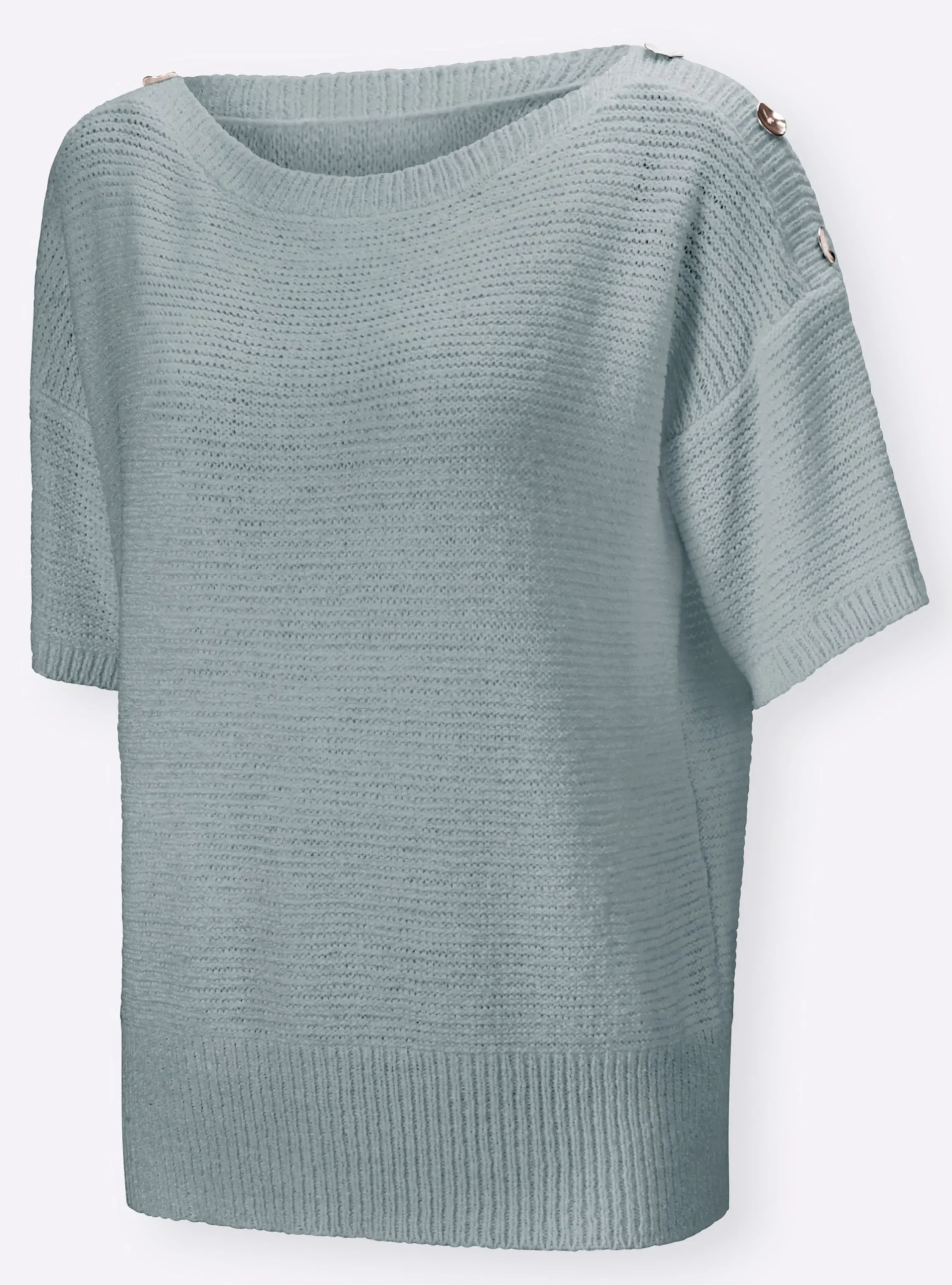 Strandmode|Pullover|heine Kurzarmpullover mit Zierknöpfen jade