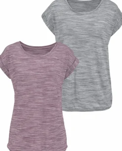 Shirts|Beachtime Kurzarmshirt beere-meliert,grau-meliert