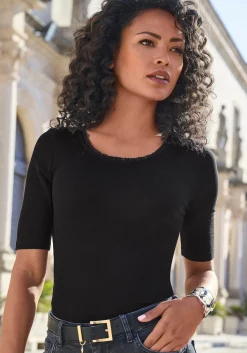 Strandmode|Shirts|LASCANA Kurzarmshirt schwarz