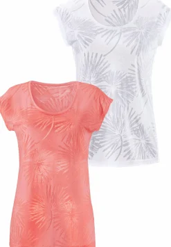 Shirts|Beachtime Kurzarmshirt apricot,weiß