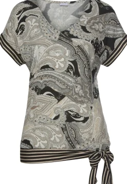 Strandmode|Shirts|LASCANA Kurzarmshirt schwarz-taupe-bedruckt