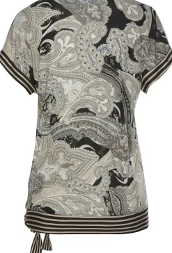 Strandmode|Shirts|LASCANA Kurzarmshirt schwarz-taupe-bedruckt