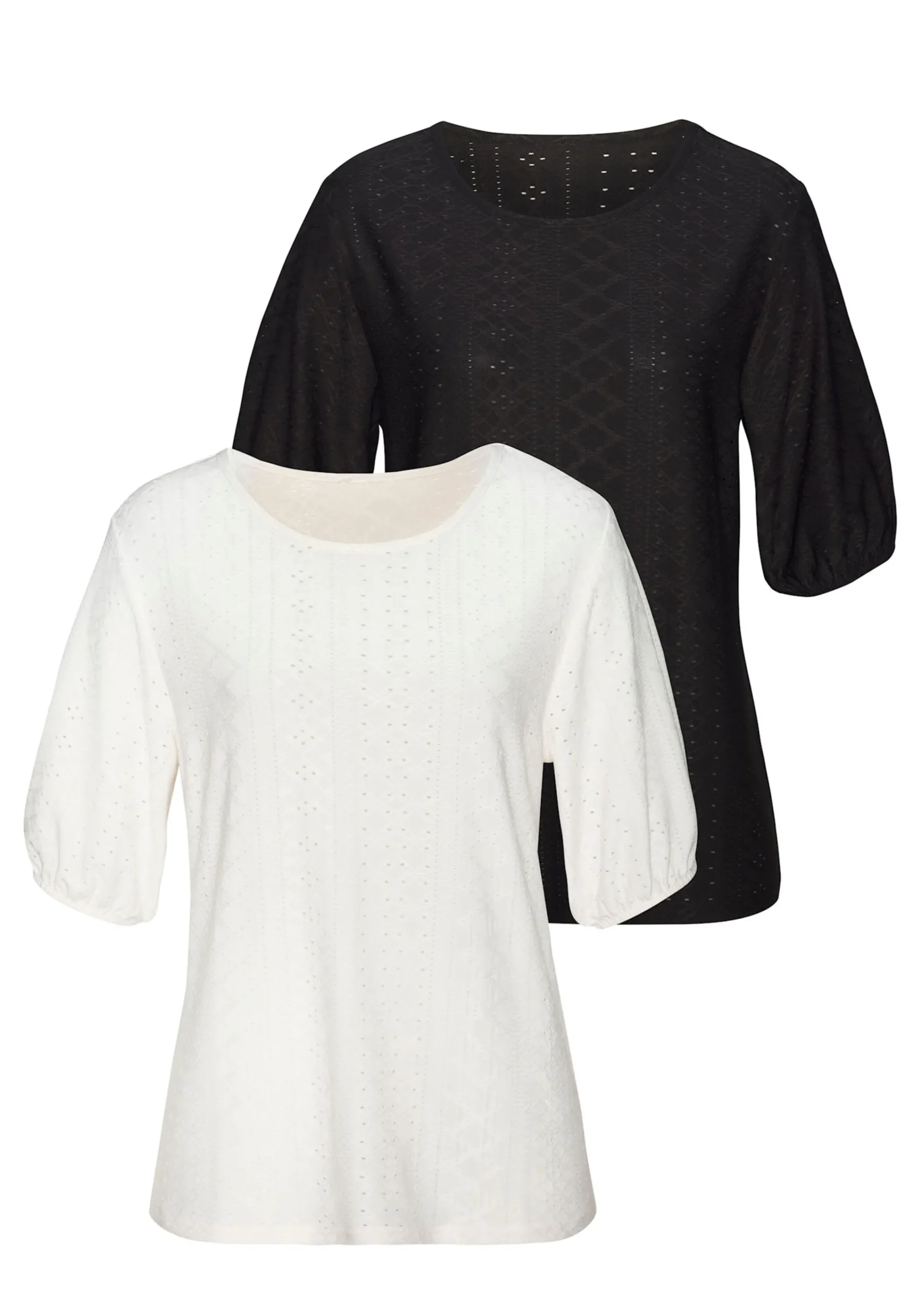 Strandmode|Vivance Kurzarmshirt creme,schwarz