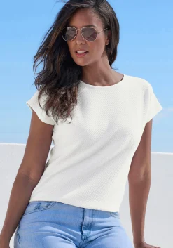 Strandmode|Vivance Kurzarmshirt creme