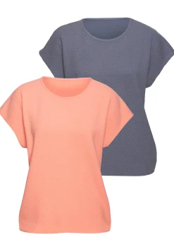 Strandmode|Shirts|Vivance Kurzarmshirt peach,blau