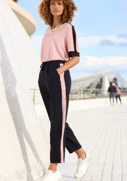 Strandmode|Shirts|Vivance Kurzarmshirt mauve-schwarz