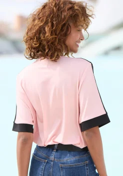 Strandmode|Shirts|Vivance Kurzarmshirt mauve-schwarz