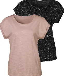 Strandmode|Shirts|Vivance Kurzarmshirt rose,schwarz