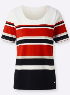 Shirts| Kurzarmshirt marine-erdbeere-geringelt