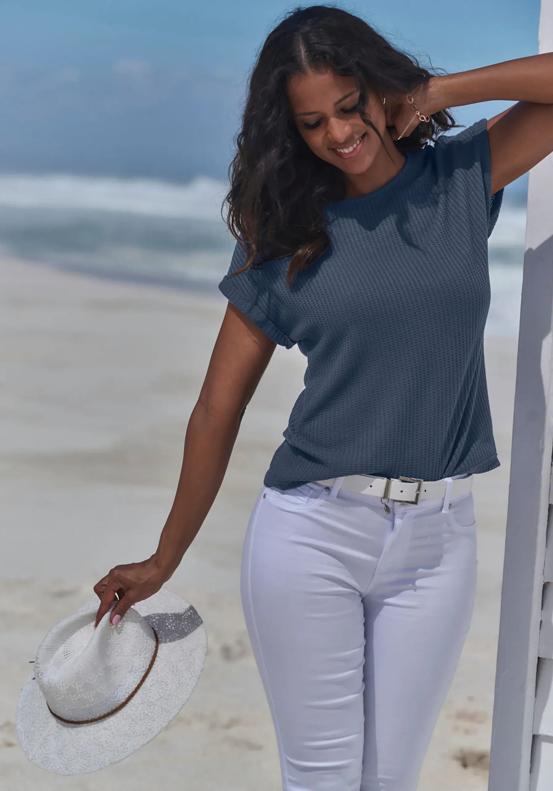 Strandmode|Vivance Kurzarmshirt mint,blau