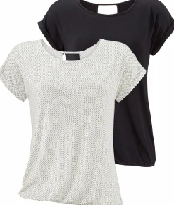 Strandmode|LASCANA Kurzarmshirt offwhite-gemustert,schwarz