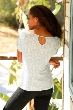 Strandmode|LASCANA Kurzarmshirt offwhite-gemustert,schwarz