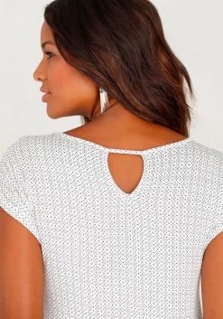 Strandmode|LASCANA Kurzarmshirt offwhite-gemustert,schwarz